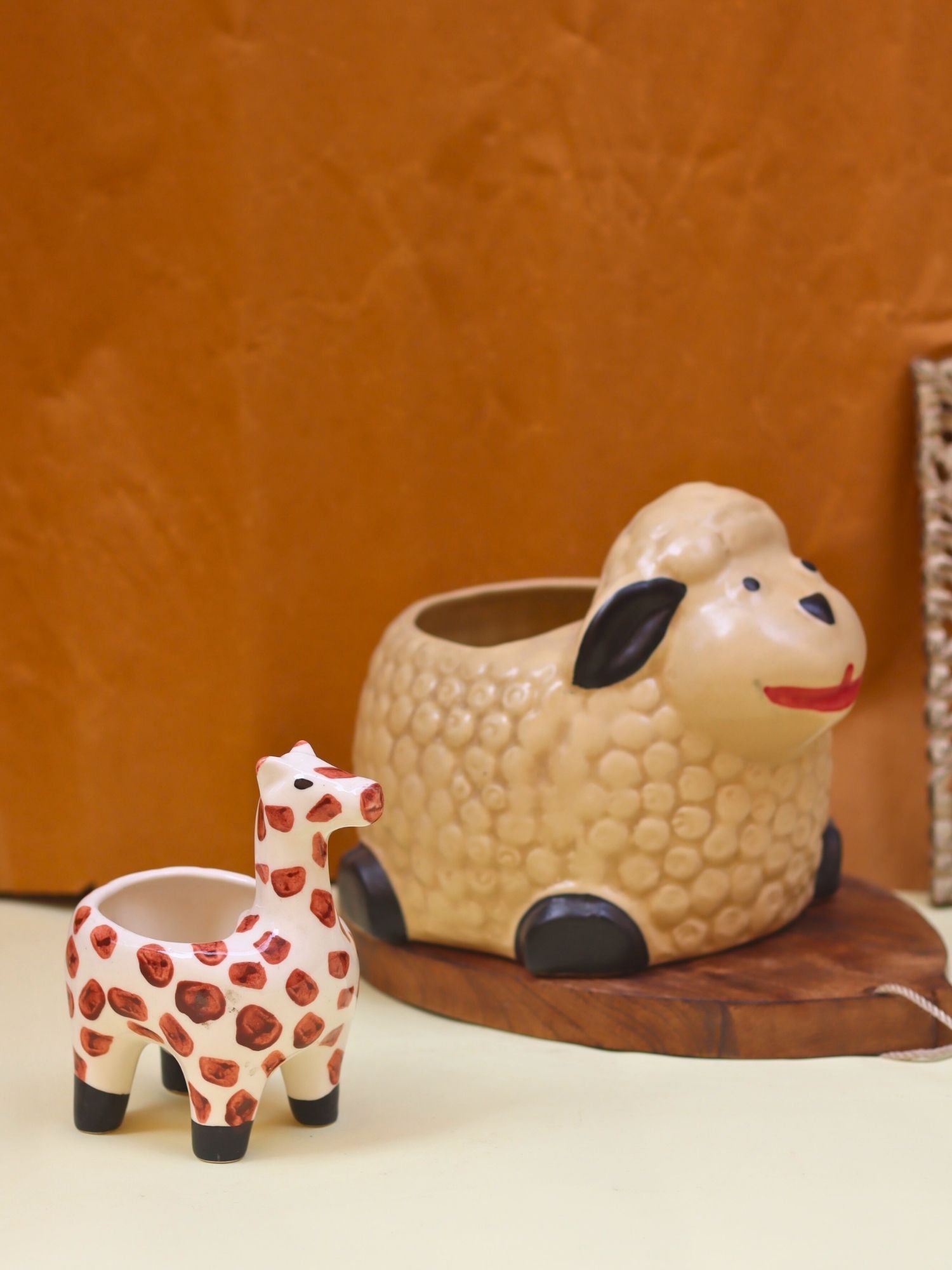 Set of 2 - Sheep & Hello Giraffe Planter combo with premium quality material