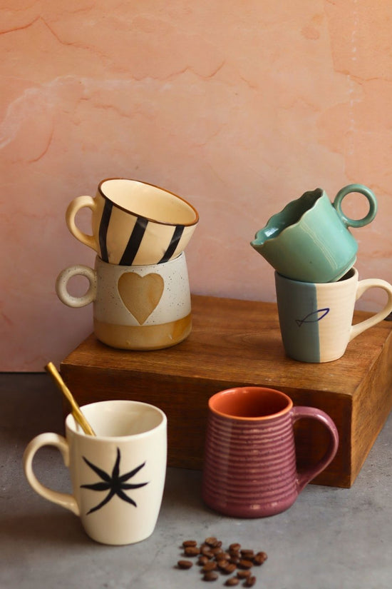 Set of 6 Serene Sip Mugs (for the price of 5) handmade in India