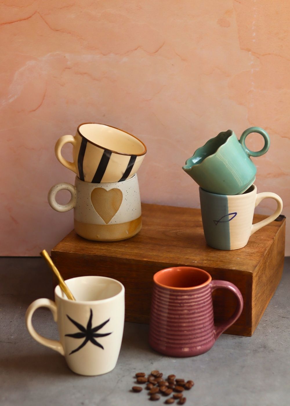 Set of 6 Serene Sip Mugs (for the price of 5) handmade in India
