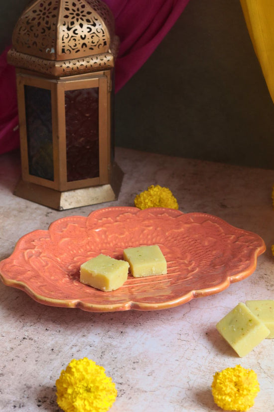 Rust Textured Platter handmade in india