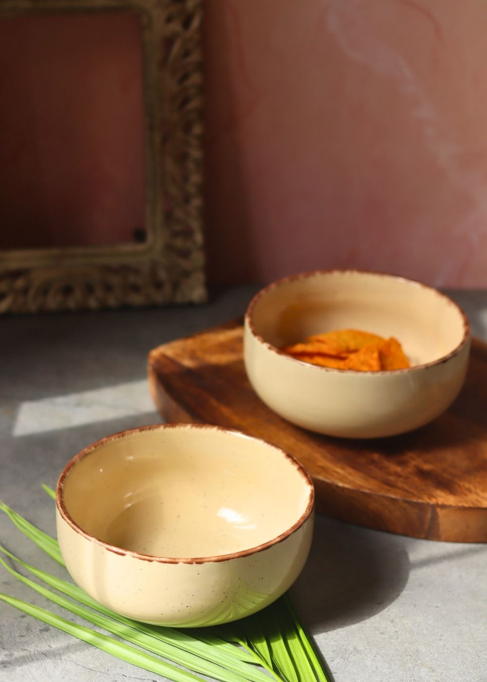 Ivory Ceramic Bowl - Set of 2 handmade in India