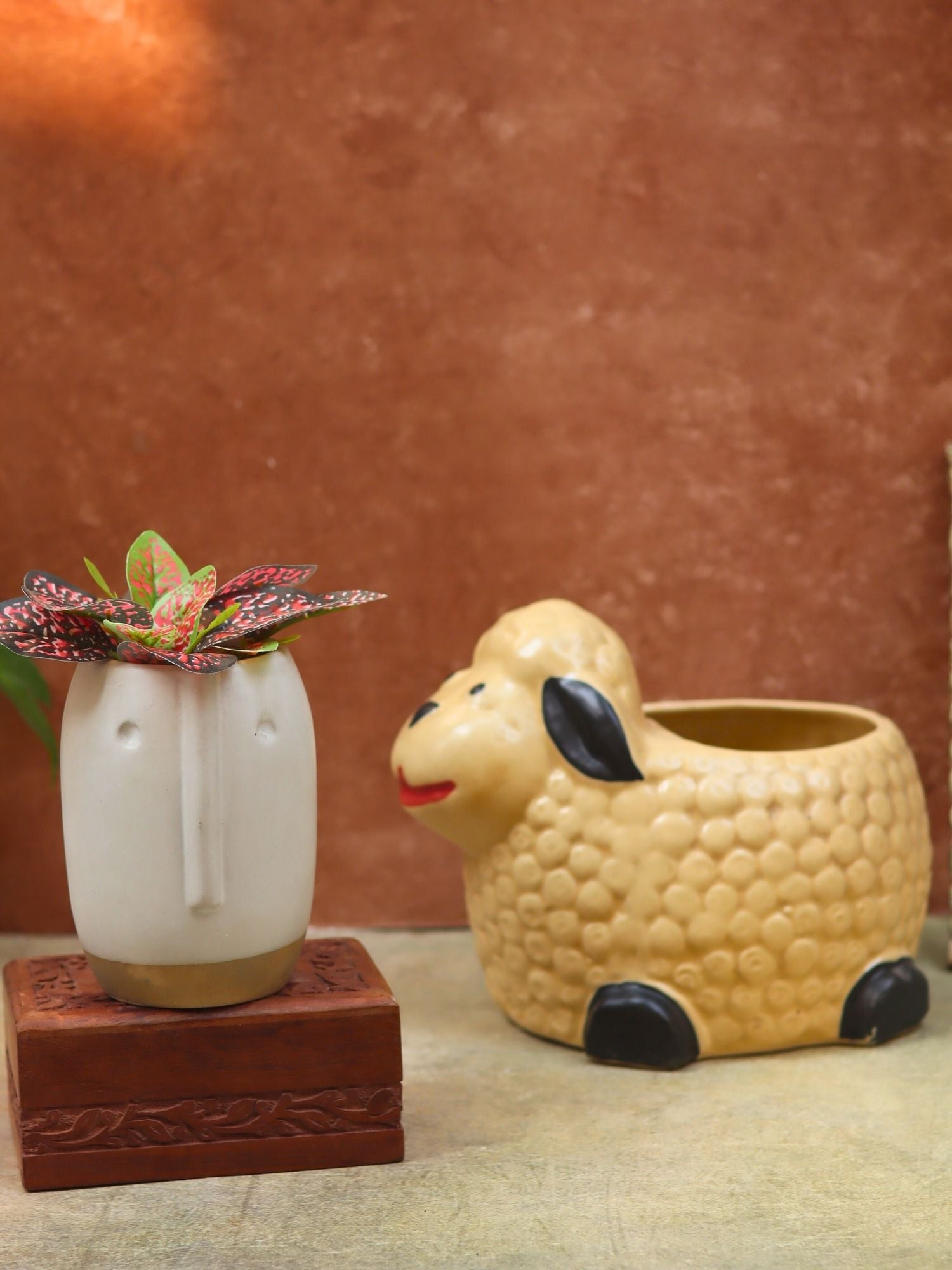 Set of 2 - Sheep & Quirky face planter combo with premium quality material