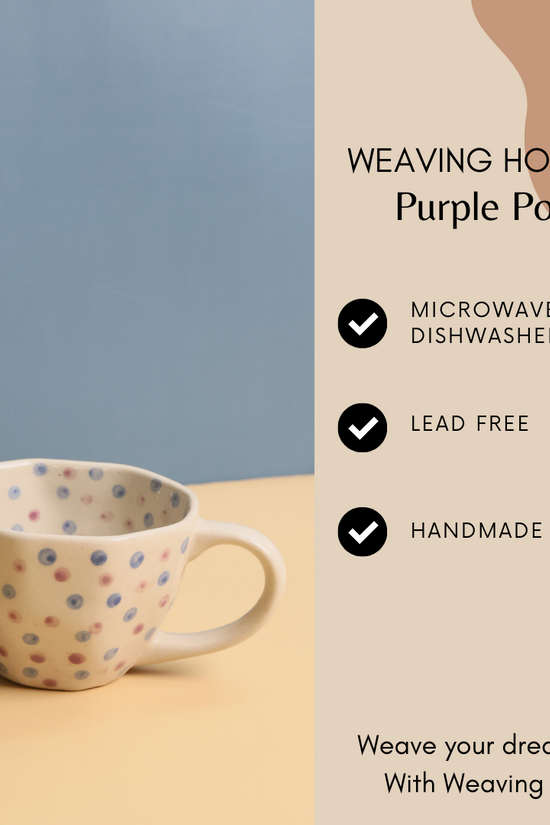 Purple polka coffee mug specifications