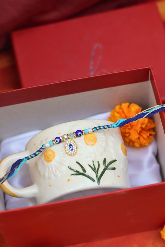 Sunflower Bloom Mug in a Gift box with Rakhi handmade in india