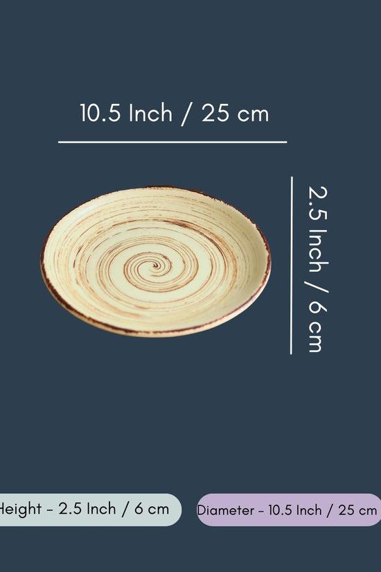Set of 4 - Brown & White Dinner Plate