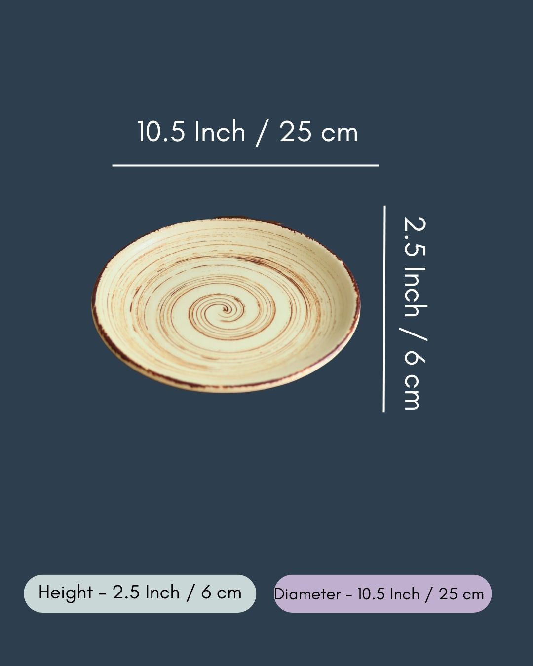 Set of 4 - Brown & White Dinner Plate