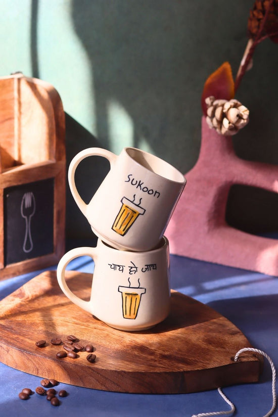 Set of 2 - Sukoon & Chai Ho Jaye Mug - The Chai Lover Edit made by ceramic