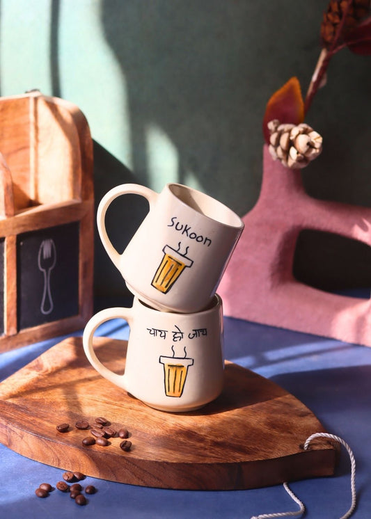 Set of 2 - Sukoon & Chai Ho Jaye Mug - The Chai Lover Edit made by ceramic
