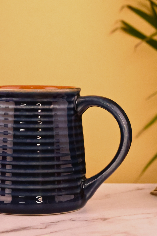 Ceramic coffee mug closeup shot
