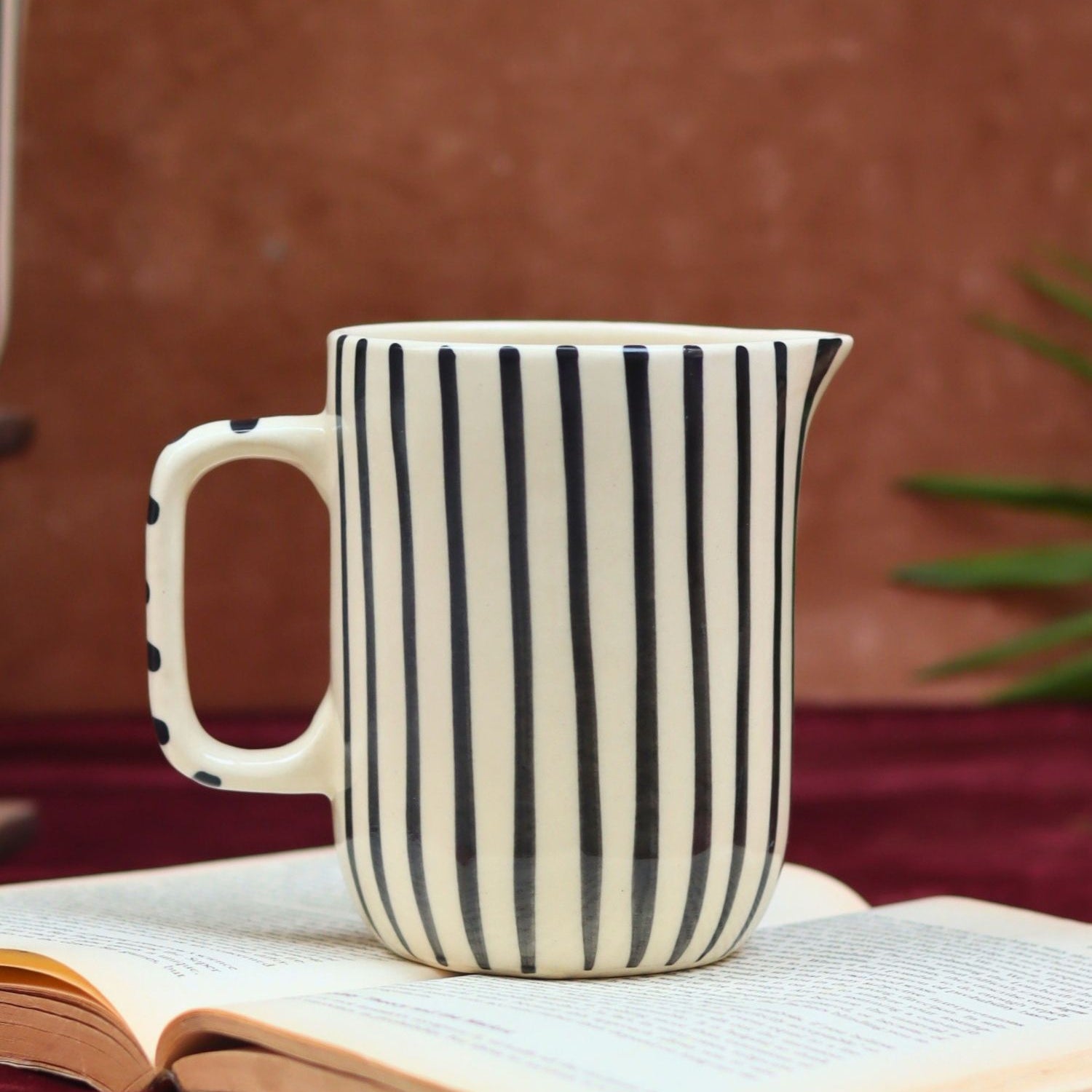 Black Striped Jug made by ceramic