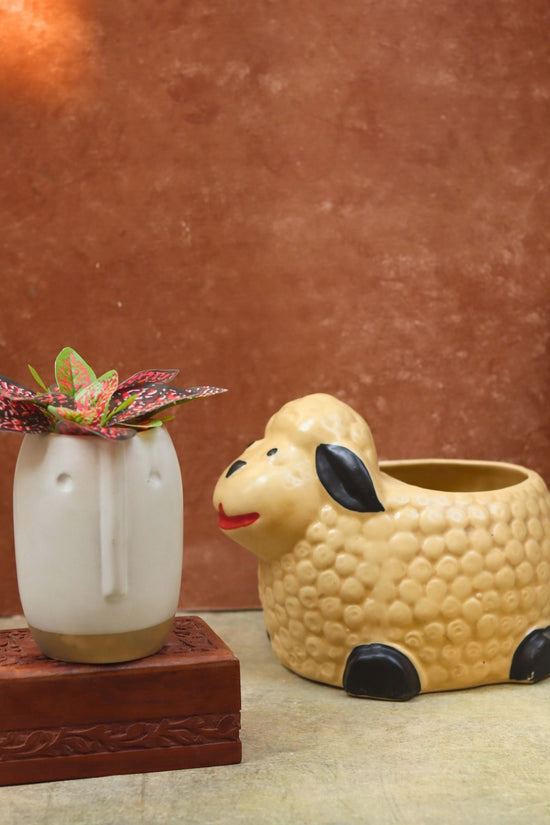 Set of 2 - Sheep & Quirky face planter combo handmade In india