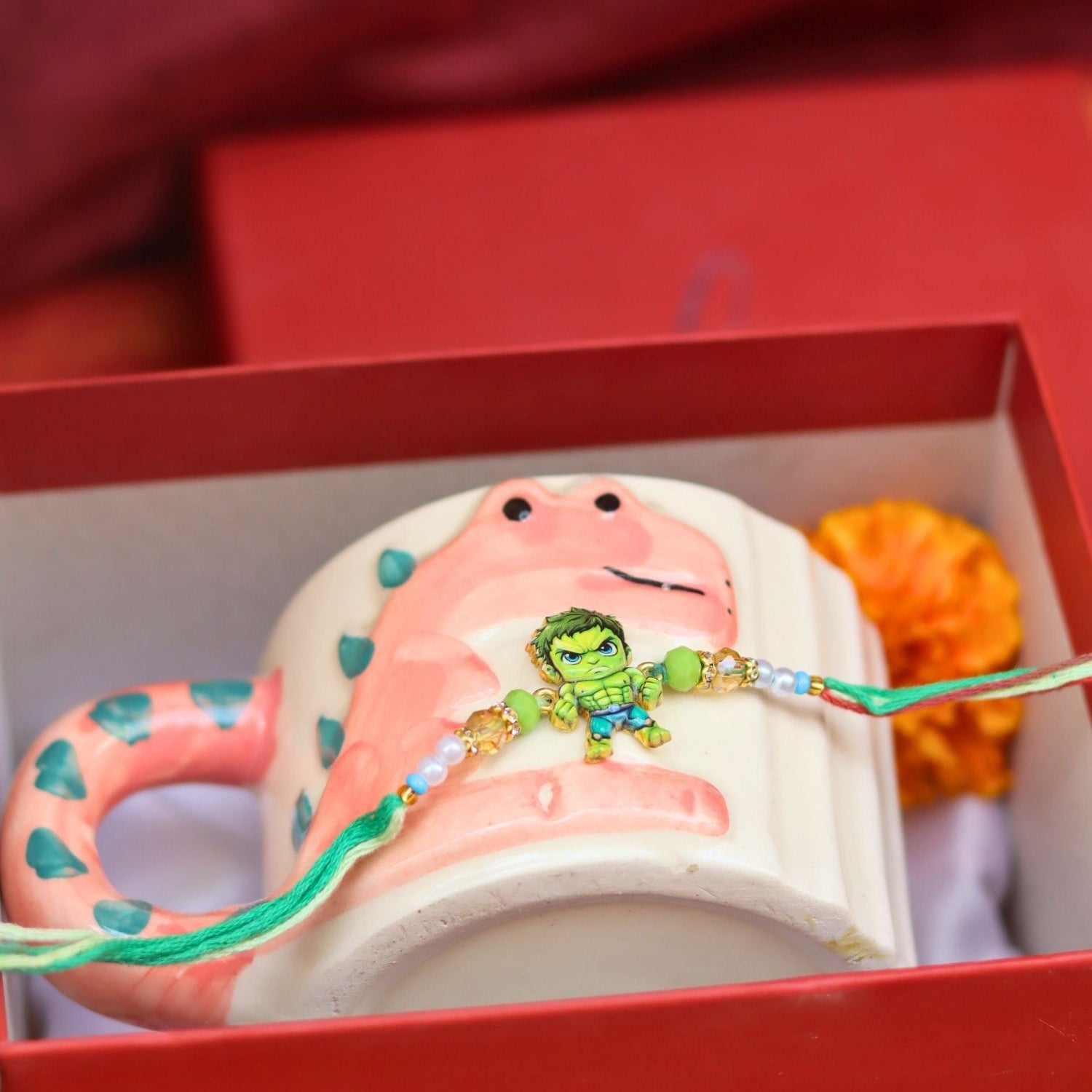 Dino - Mite Mug rakhi Gift Box made by ceramic