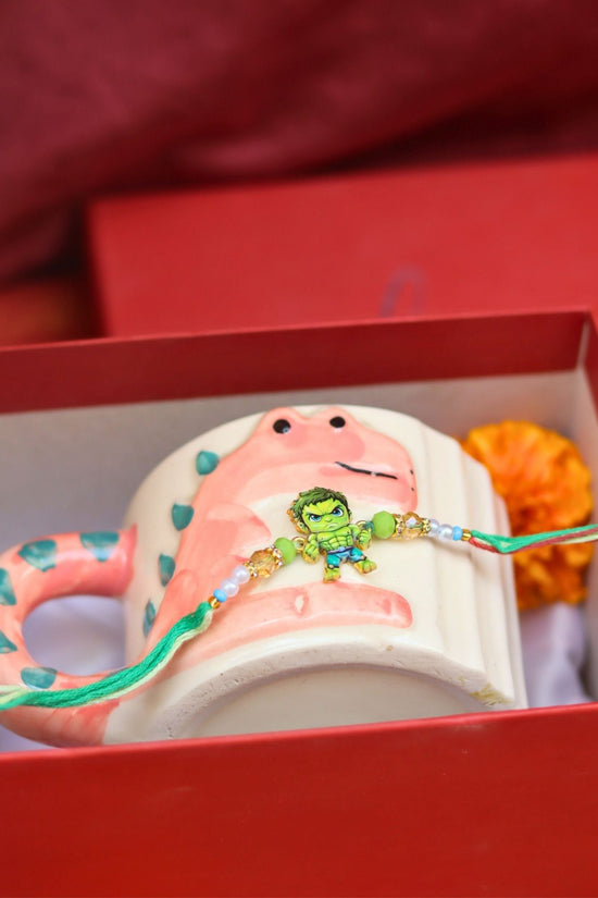 Dino - Mite Mug rakhi Gift Box made by ceramic