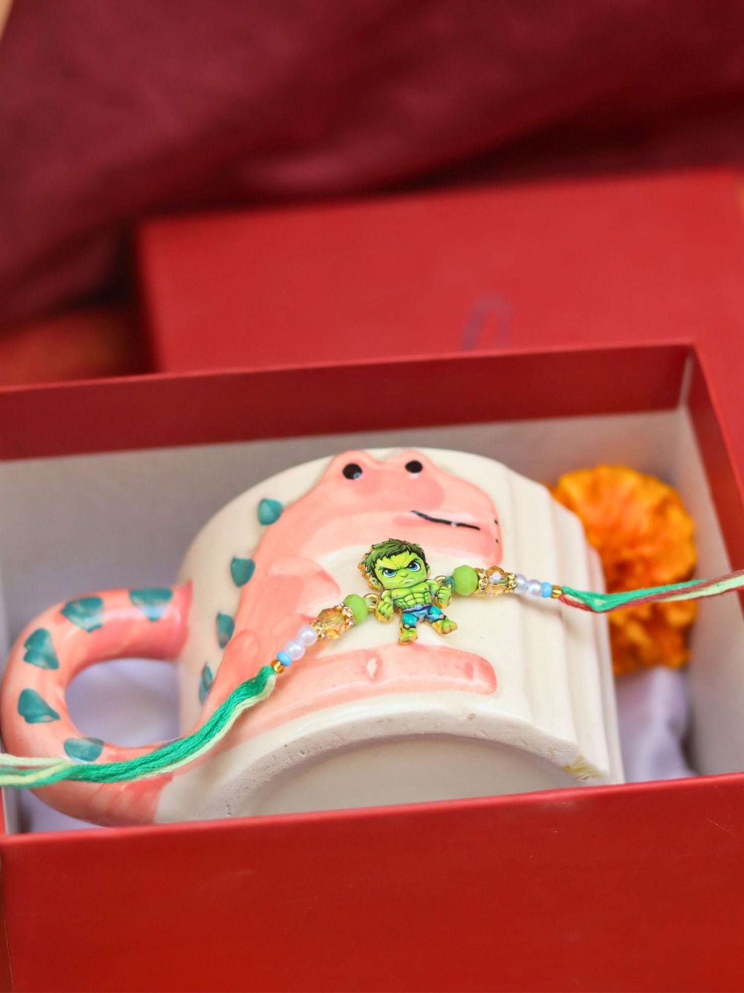 Dino - Mite Mug rakhi Gift Box made by ceramic