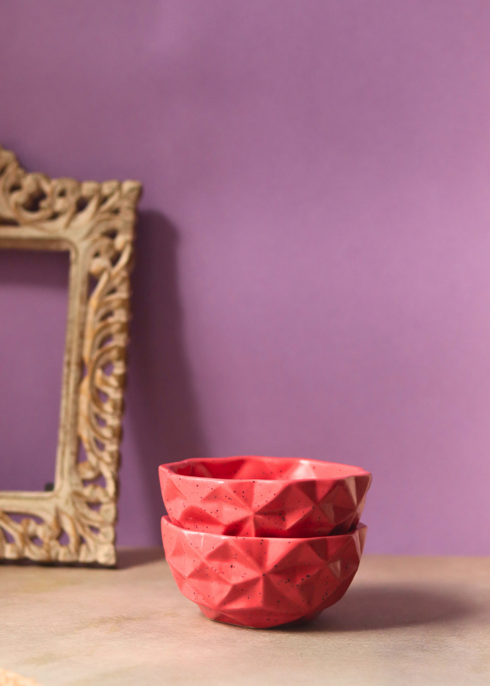 Two ceramic red bowls for kitchenware - small 