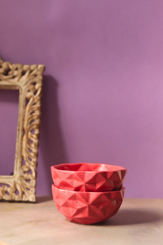 Two ceramic red bowls for kitchenware - small 