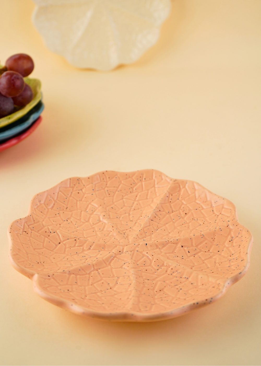 peach cabbage snack plate handmade in india