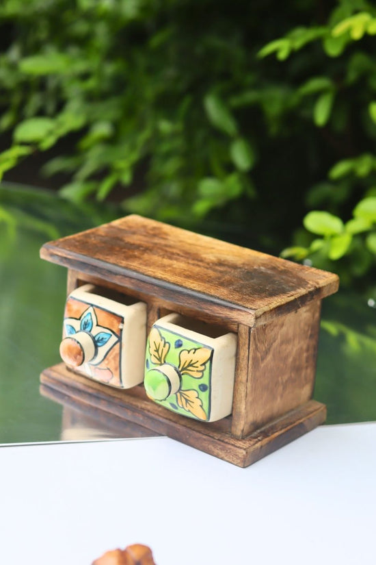 Wooden Decor Drawer – Rustic Bloom handmade in India
