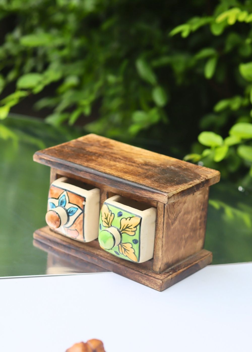 Wooden Decor Drawer – Rustic Bloom handmade in India