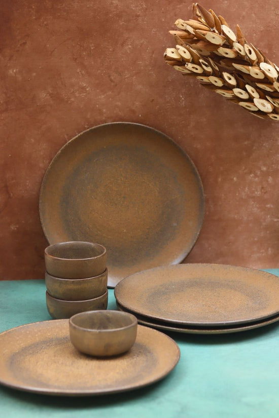 Set of 8 - Woody Brown Dinner set with premium quality material