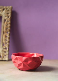 Handmade ceramic red diamond bowl