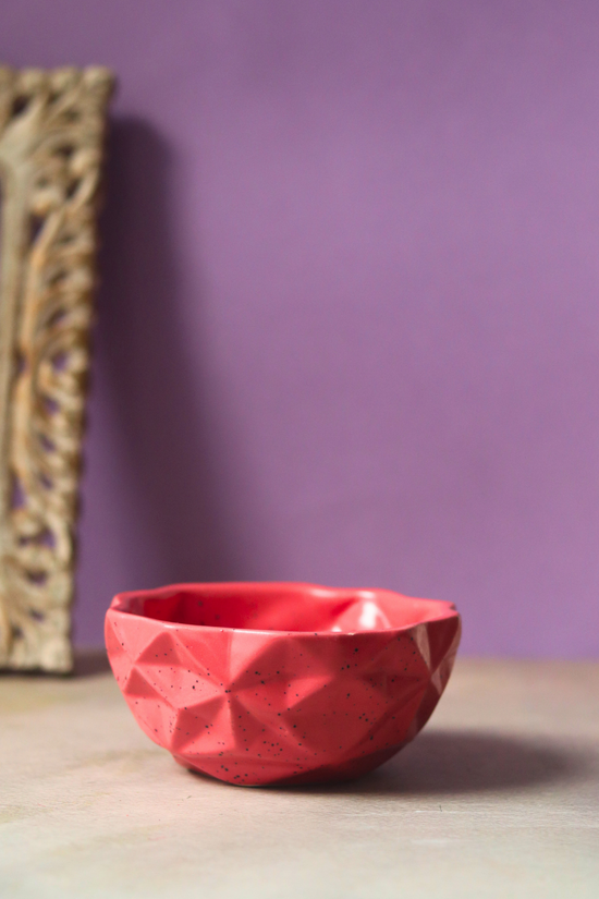Handmade ceramic red diamond bowl