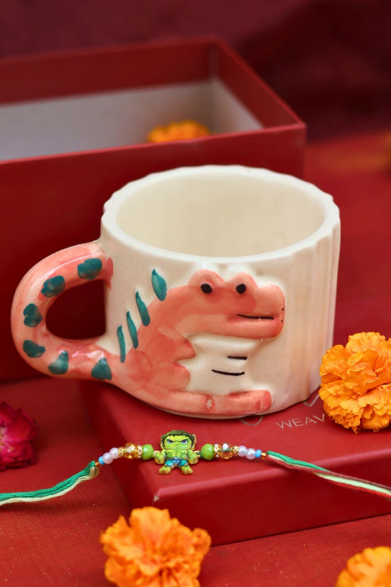 Dino - Mite Mug rakhi Gift Box handmade in India