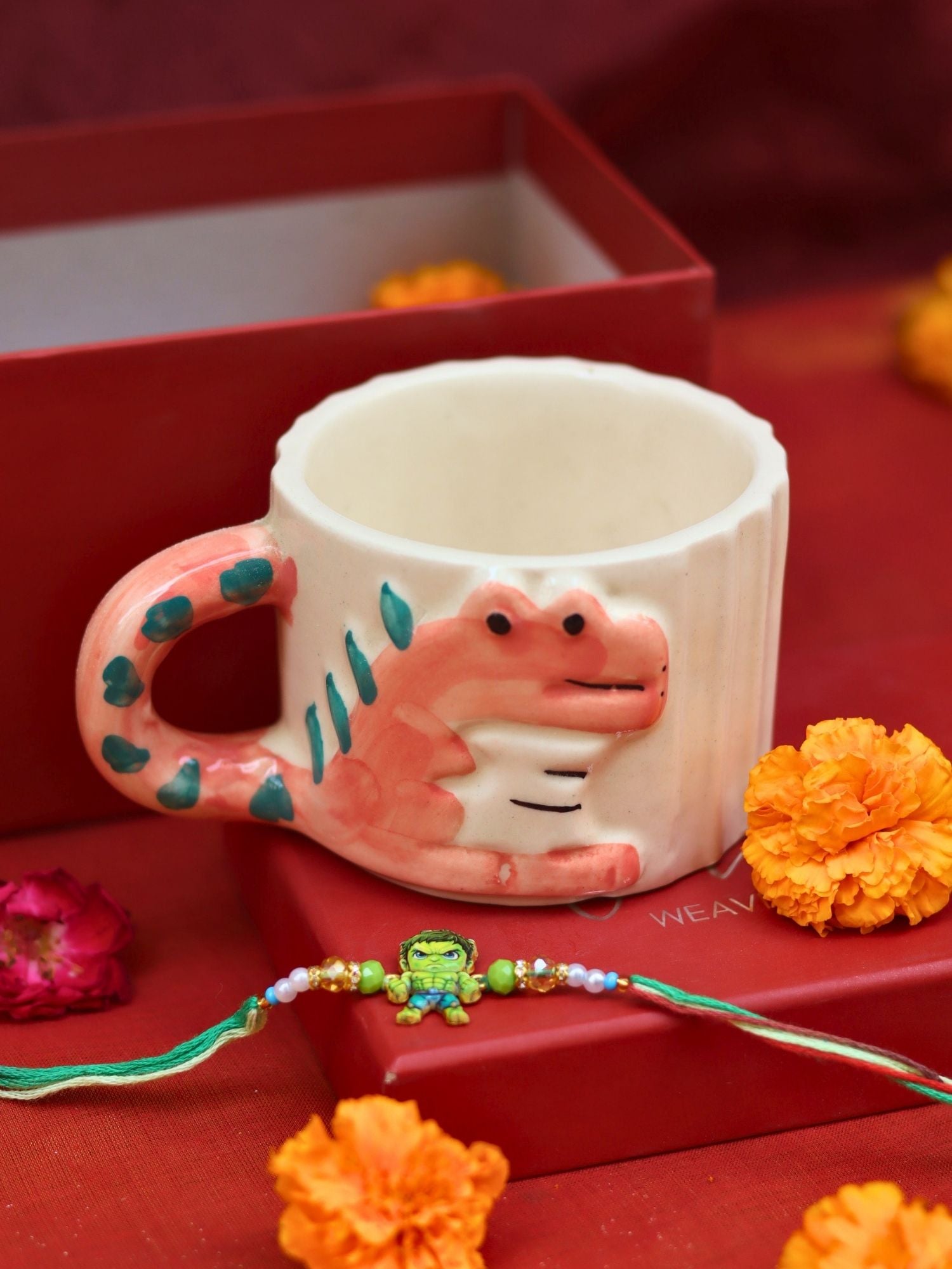 Dino - Mite Mug rakhi Gift Box handmade in India