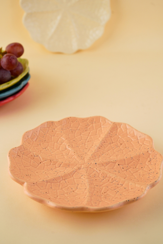peach cabbage  snack plate with cabbage leaf design