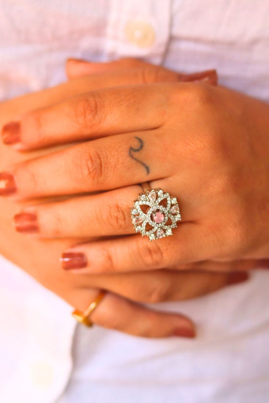 Luxurious White American Diamond Adjustable Ring with premium quality material