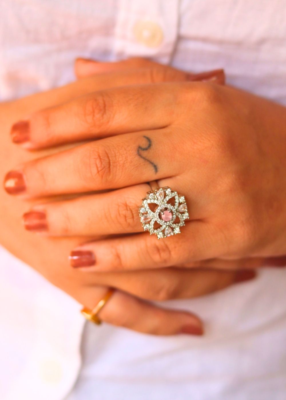 Luxurious White American Diamond Adjustable Ring with premium quality material