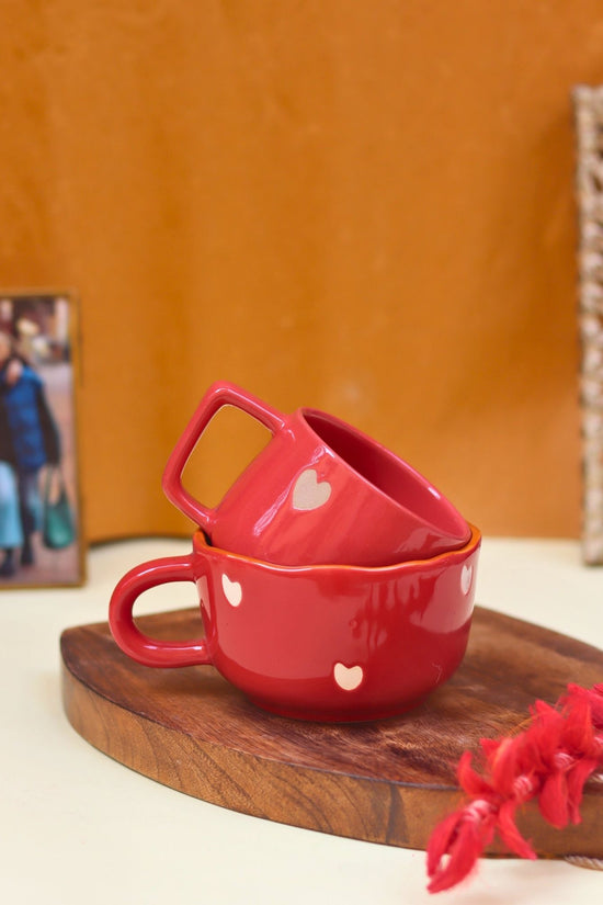Set of 2 - Cupid & Heart-throb Mug combo made by ceramic