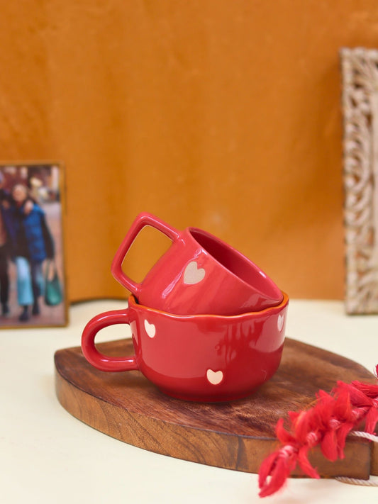 Set of 2 - Cupid & Heart-throb Mug combo made by ceramic
