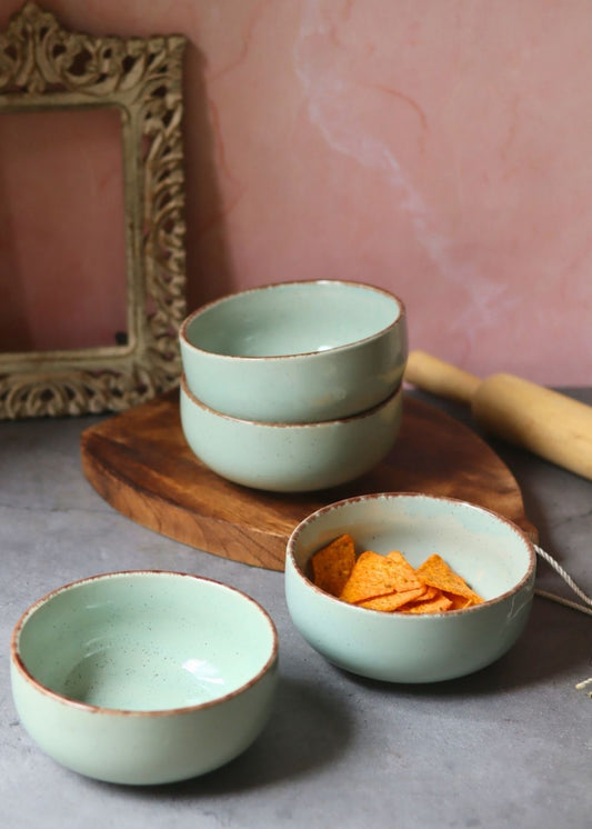 Mint Green Ceramic Bowl - Set of 4 made by ceramic