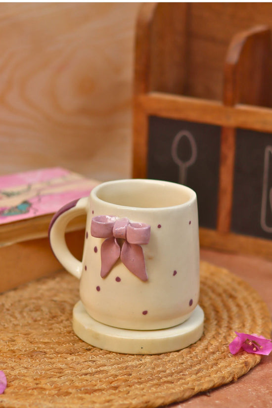 Bow Embrossed Mug - Purple dishwasher safe