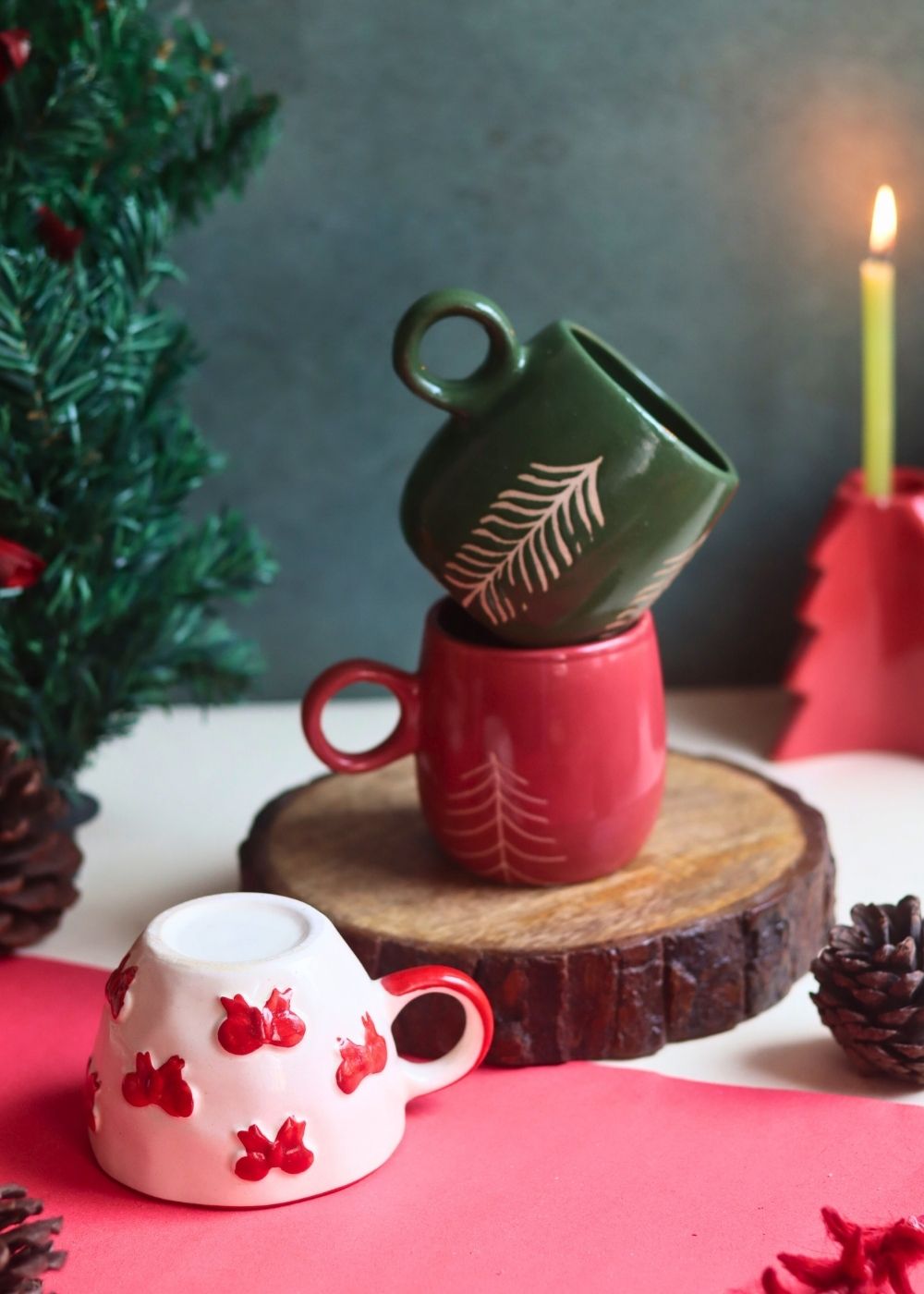 Set of 3 - Jolly Mugs handmade in india