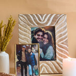 Waves Carved Wooden Frame & Minimal Glass Frame with premium quality material