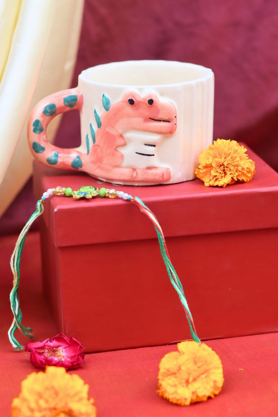 Handmade Dino - Mite Mug rakhi Gift Box