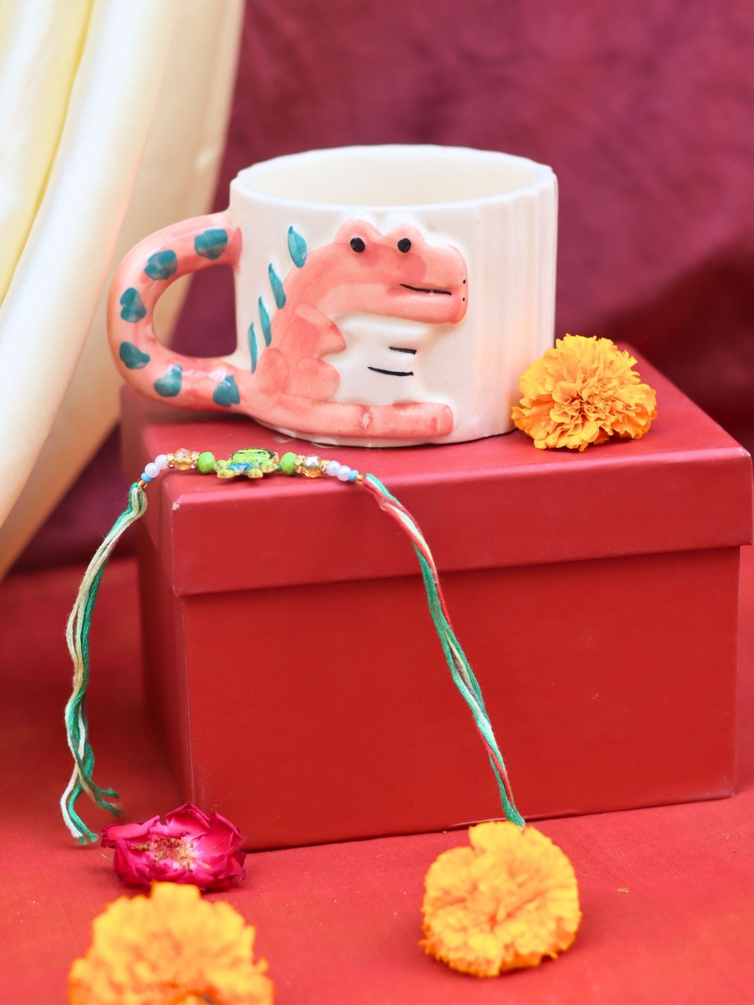 Handmade Dino - Mite Mug rakhi Gift Box
