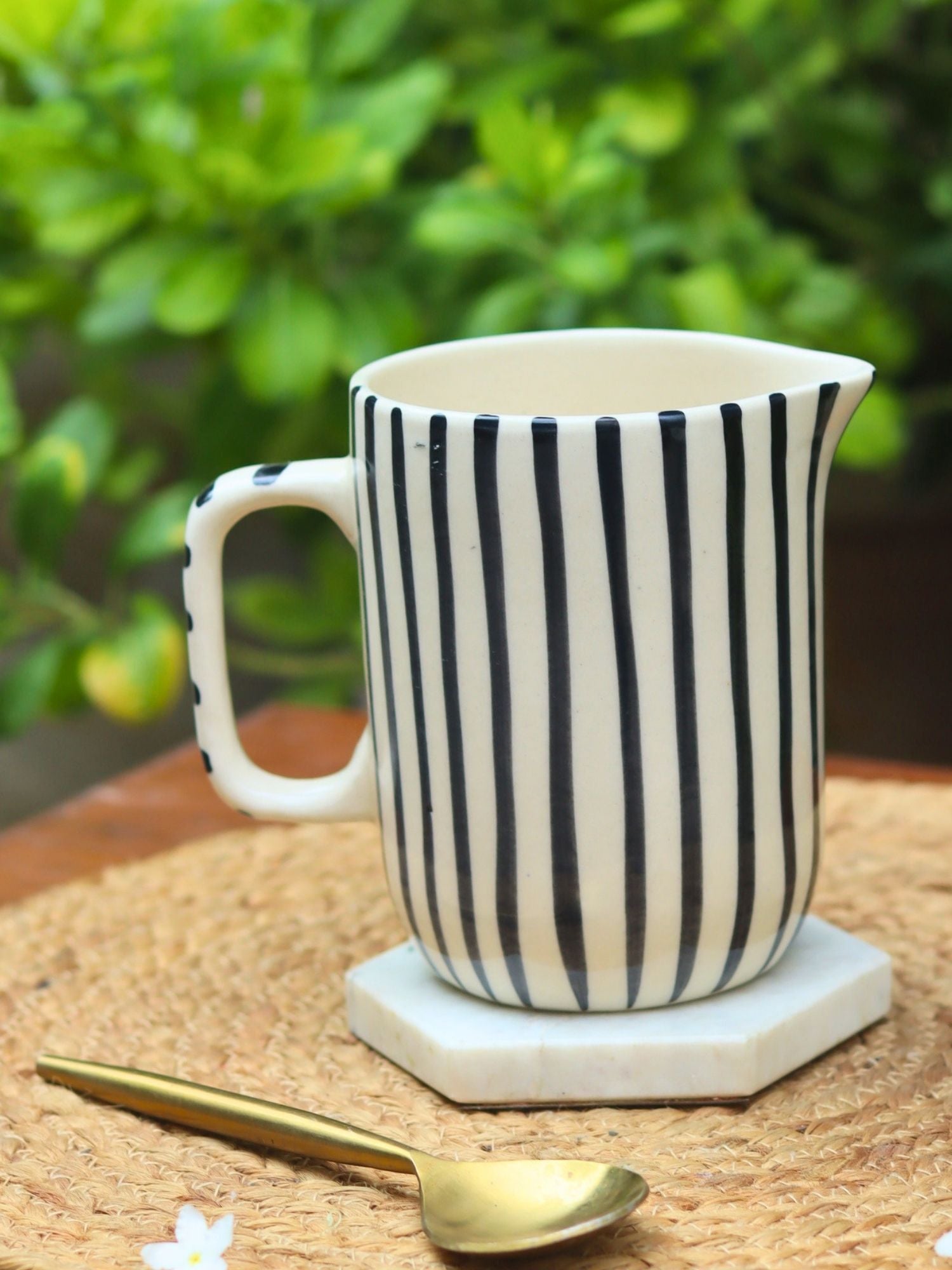 Black Striped Jug handmade in India