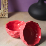 Two red diamond handmade bowls