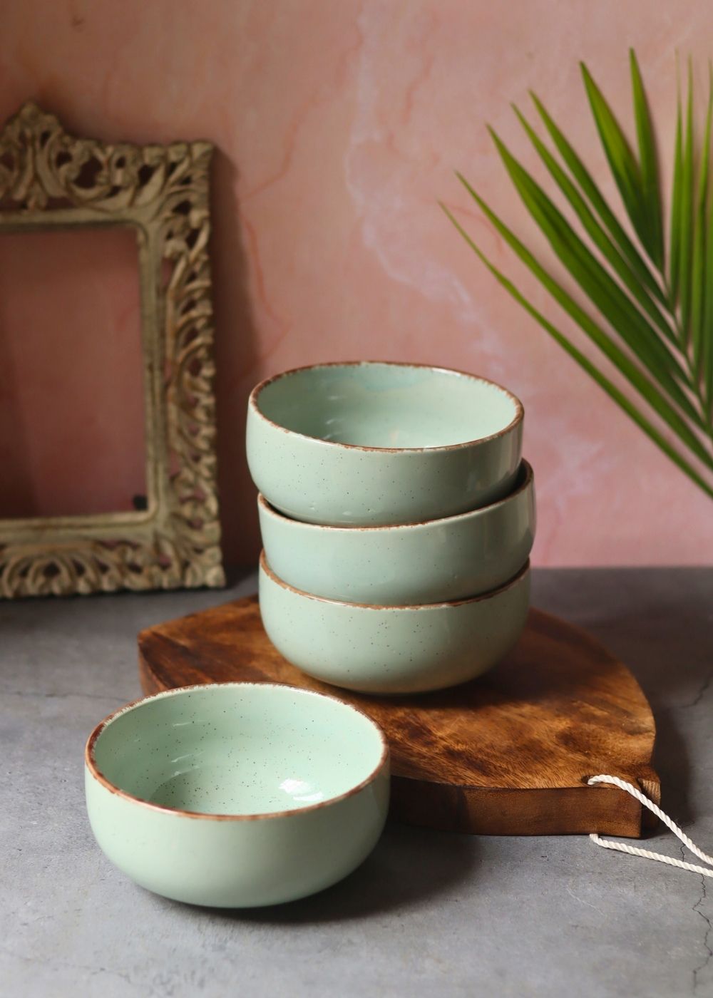 Mint Green Ceramic Bowl - Set of 4 with premium quality material