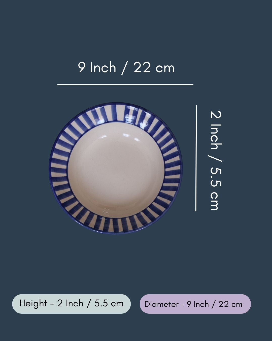 Blue Striped Pasta Plate