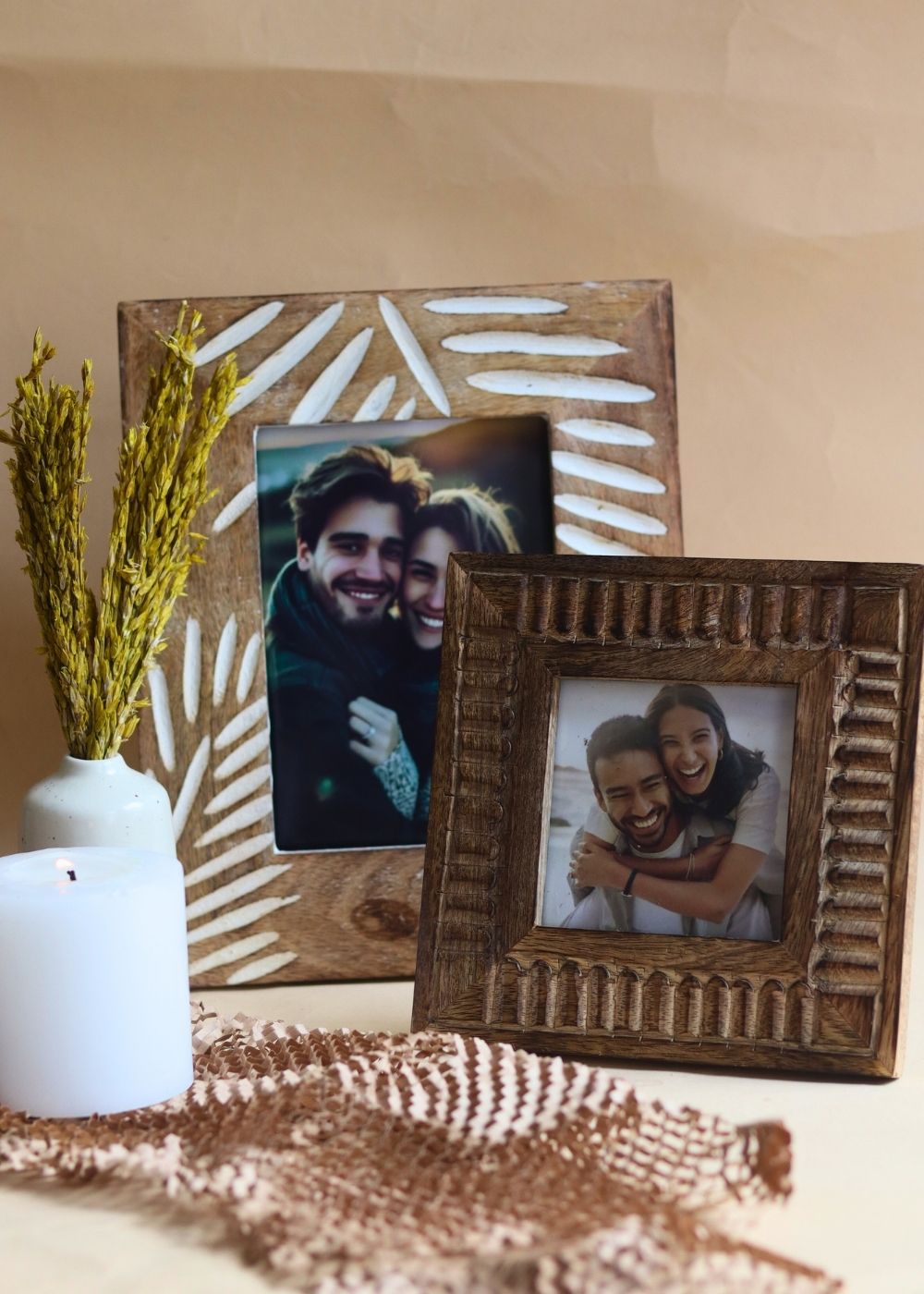 Carved Leaf Photo Frame & Modern Square Wooden Frame made by wooden