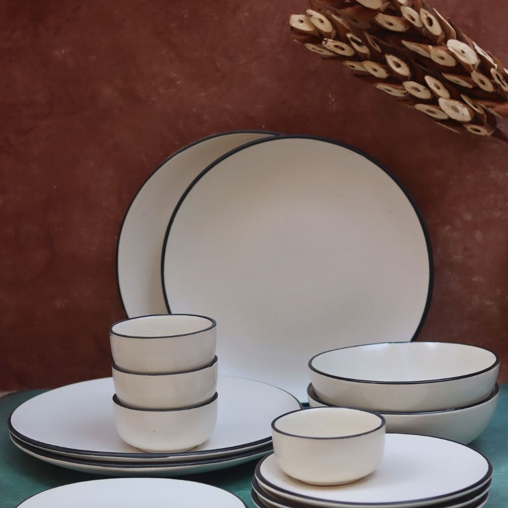 handmade Set of 14 -  Basic White Dinner set
