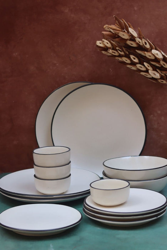 handmade Set of 14 -  Basic White Dinner set