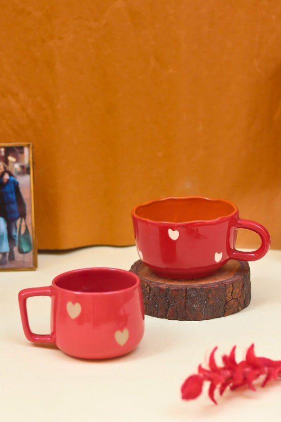 Set of 2 - Cupid & Heart-throb Mug combo handmade in India