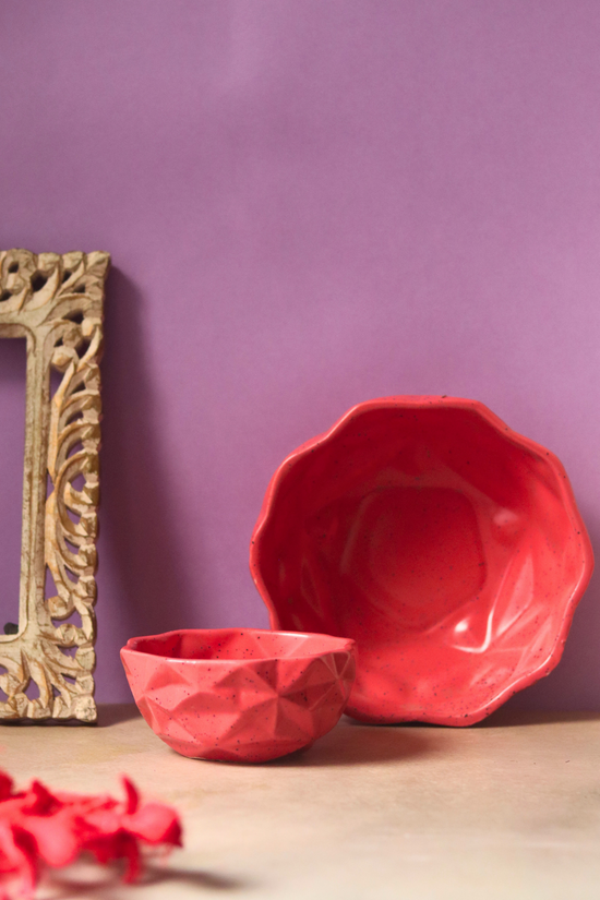 Red Diamond Breakfast Bowl - Set of two