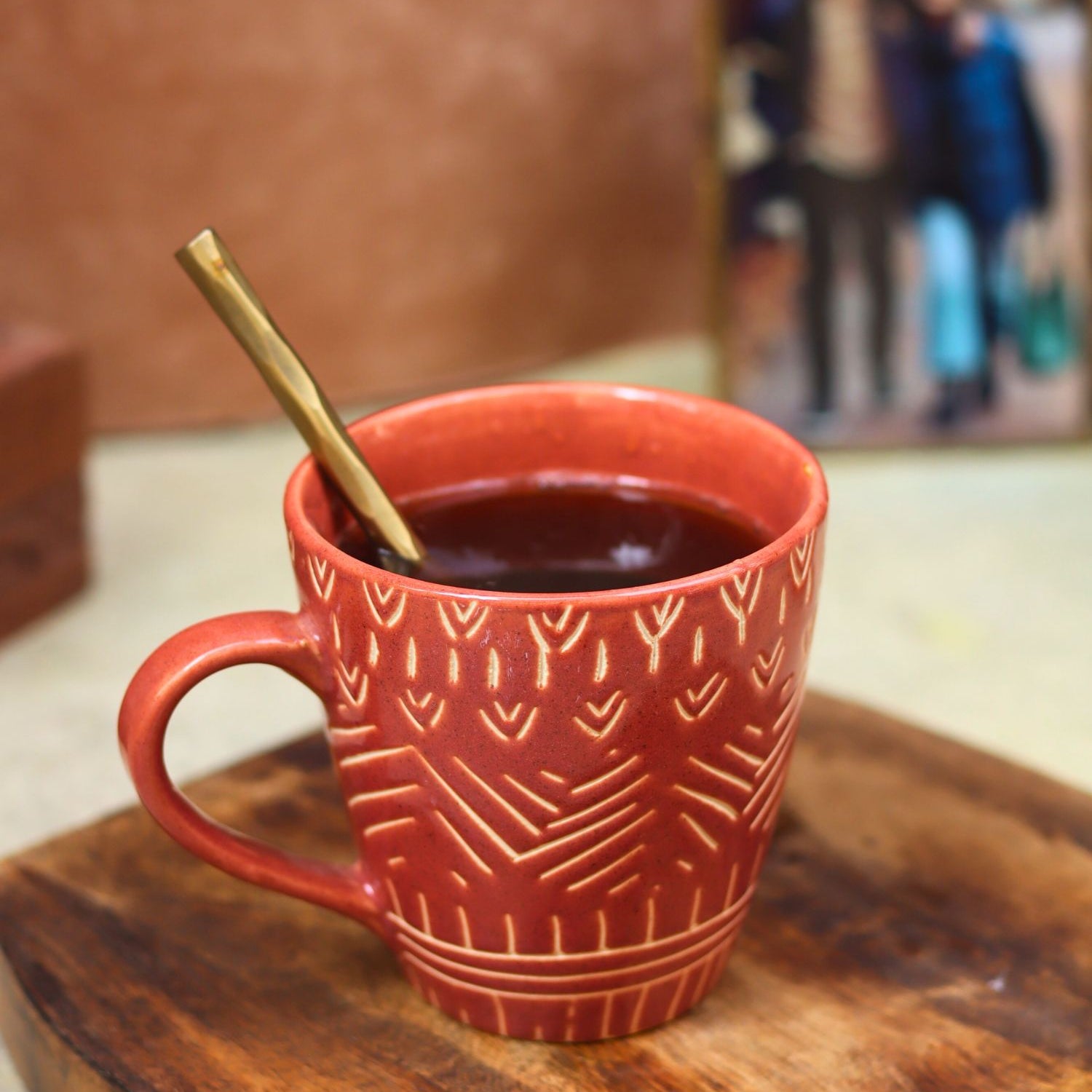 Rust Carved Mug made by ceramic