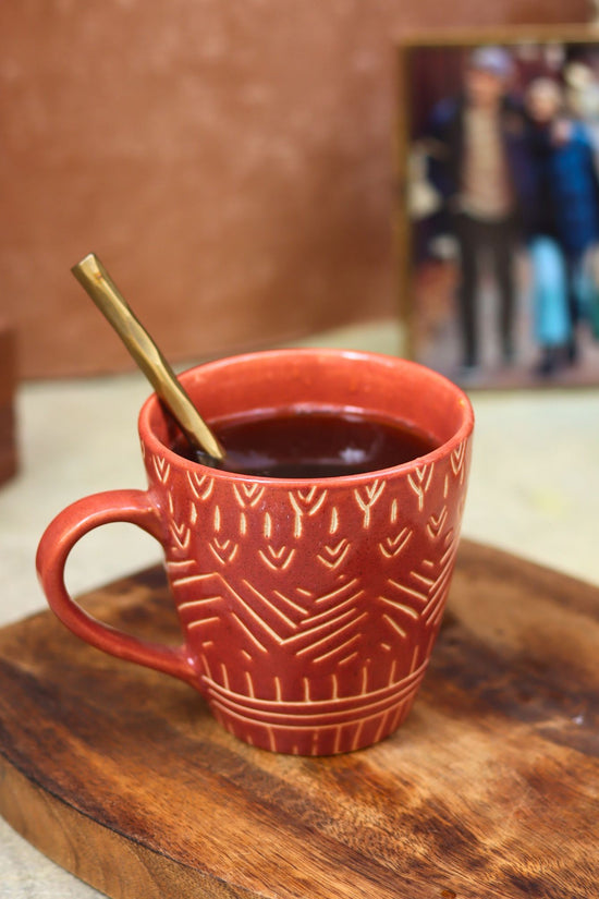 Rust Carved Mug made by ceramic